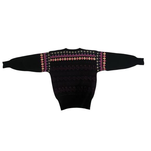 Vintage Meister Sweater Womens Medium Black Wool Blend Embroidered Deadstock 90s - Picture 2 of 9